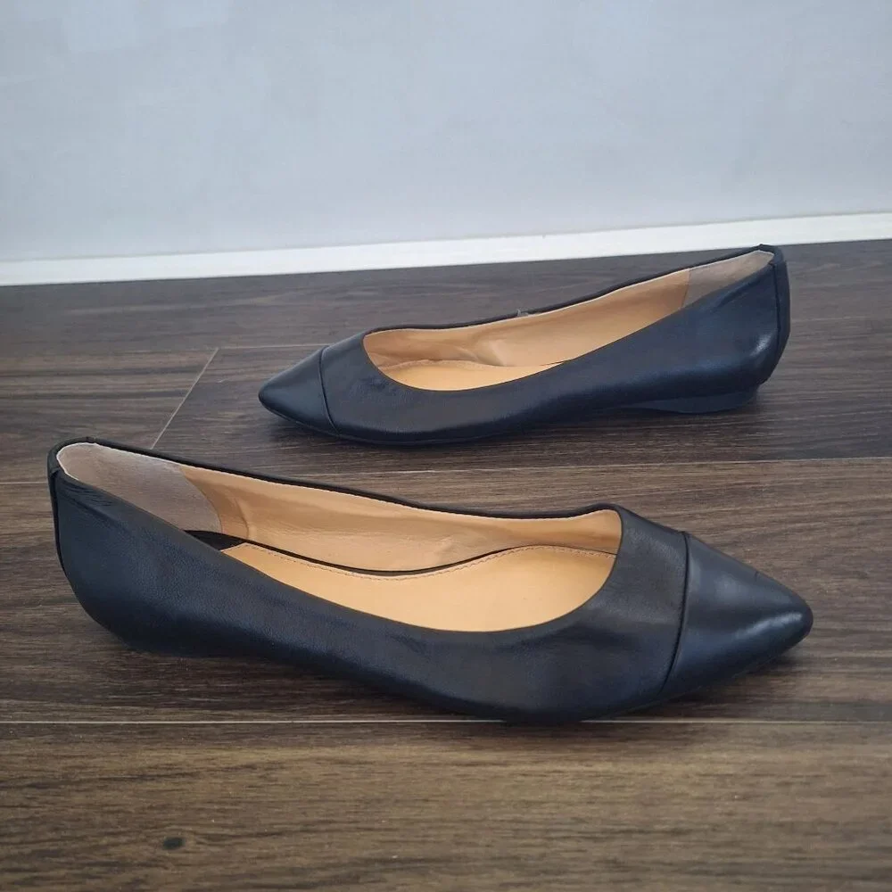 💙 Gianni Bini Leather Upper Pointed Toe Ballet Flats Size 9.5 Preppy Office Wor